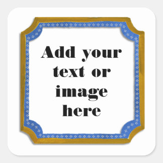 Brown and Blue Frame Add Your Text Sticker