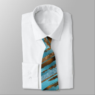 Brown and Blue Glitter Shine Neck Tie