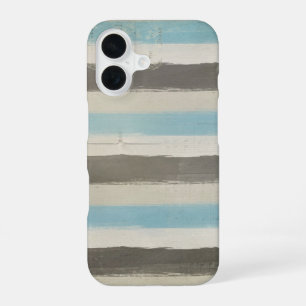 Brown and Blue Horizontal Stripes in Watercolor iPhone 16 Case