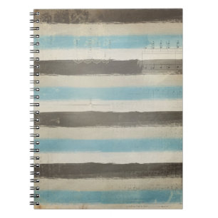 Brown and Blue Horizontal Stripes in Watercolor Notebook