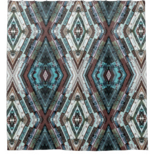 Brown And Blue Kaleidoscope Shower Curtain