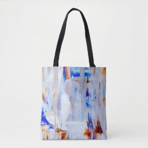 Brown and blue liquid painting tote bag