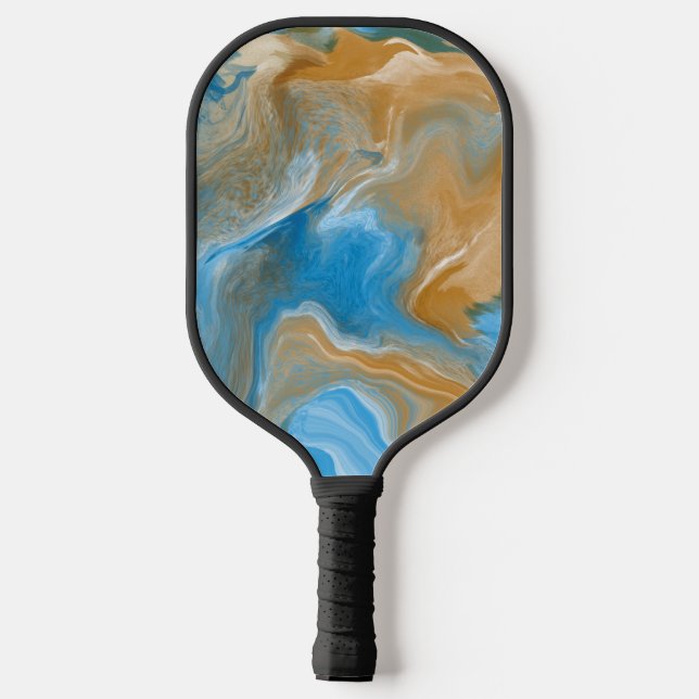 Brown and Blue Marble Pickleball Paddle (Back)