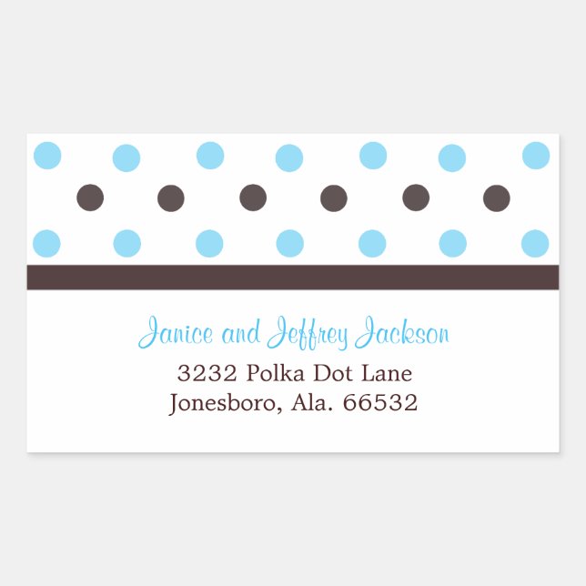 Brown and Blue: Polka Dot Address Sticker (Front)