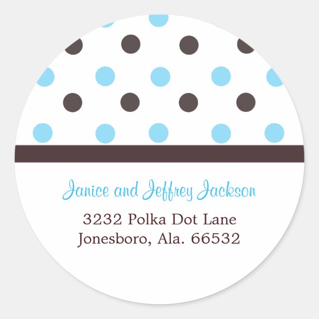 Brown and Blue: Polka Dot Address Sticker (Front)