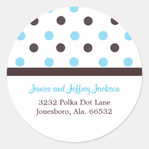 Brown and Blue: Polka Dot Address Sticker