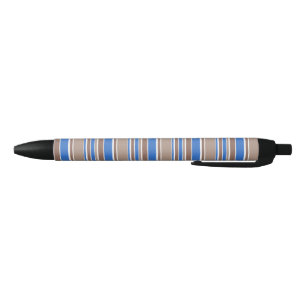 Brown and blue stripes black ink pen