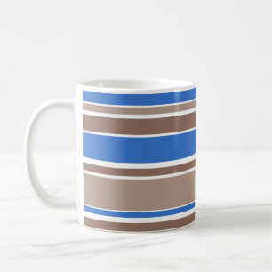 Brown and blue stripes coffee mug