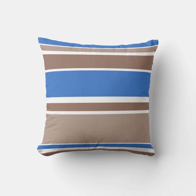 Brown and blue stripes cushion (Front)
