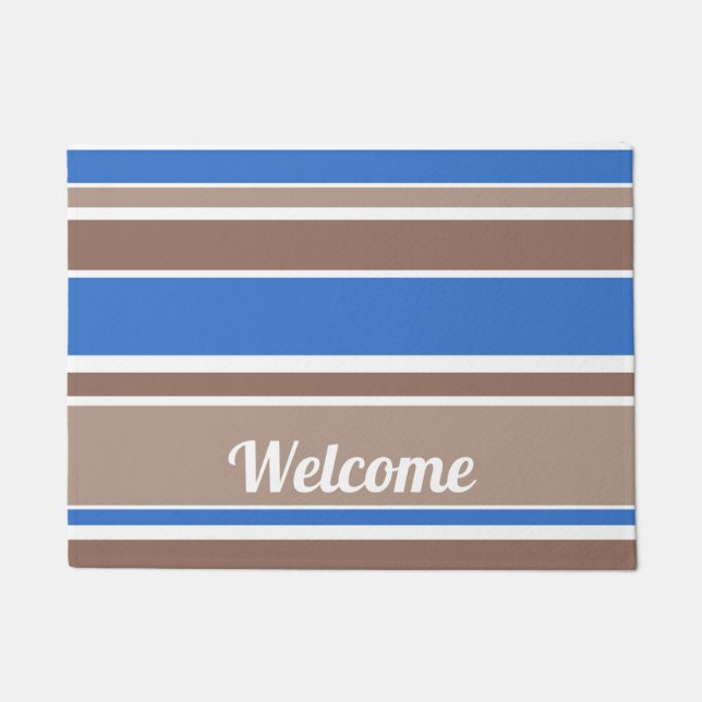 Brown and blue stripes doormat (Front)