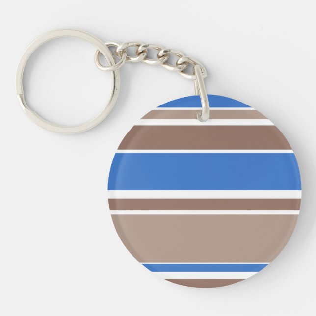 Brown and blue stripes key ring (Front)