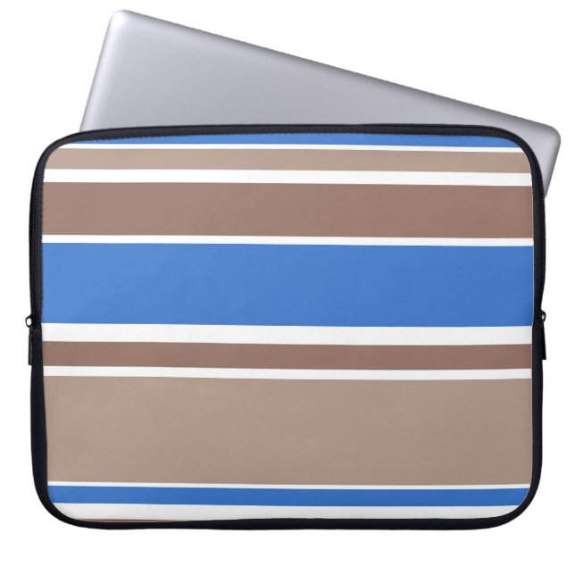 Brown and blue stripes laptop sleeve (Front)