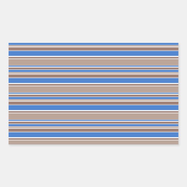Brown and blue stripes rectangular sticker (Front)