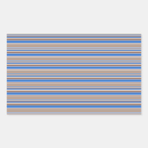 Brown and blue stripes rectangular sticker