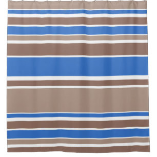 Brown and blue stripes shower curtain