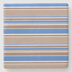 Brown and blue stripes stone coaster