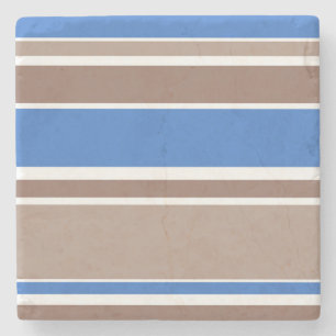 Brown and blue stripes stone coaster