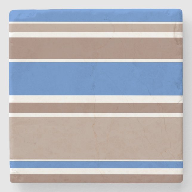 Brown and blue stripes stone coaster (Front)