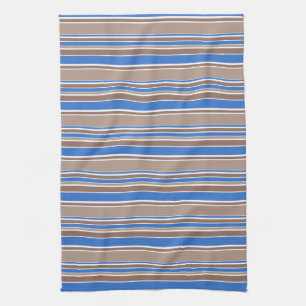 Brown and blue stripes tea towel