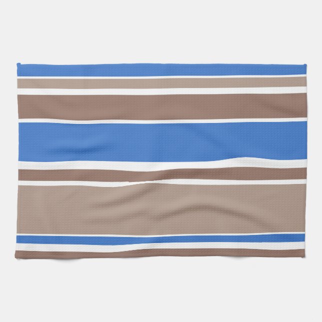 Brown and blue stripes tea towel (Horizontal)