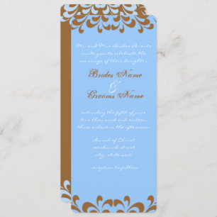 Brown and Blue Swirls Wedding Invitation