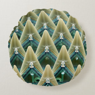 Brown and blue wallpaper round cushion