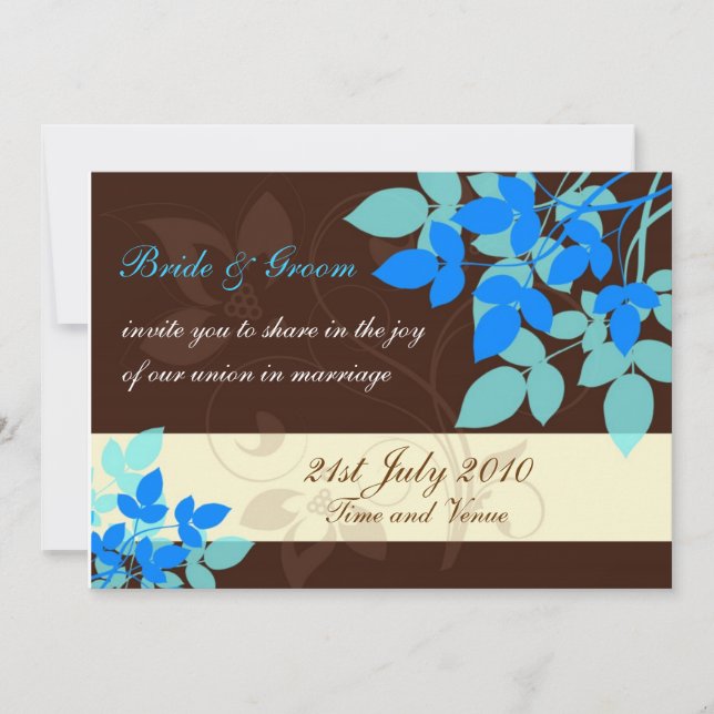 Brown and Blue Wedding Invitation (Front)