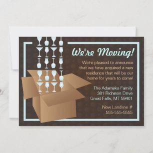 Brown and Blue We're Moving Packing Announcement
