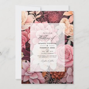 Brown and Blush Floral Summer Wedding Invitation