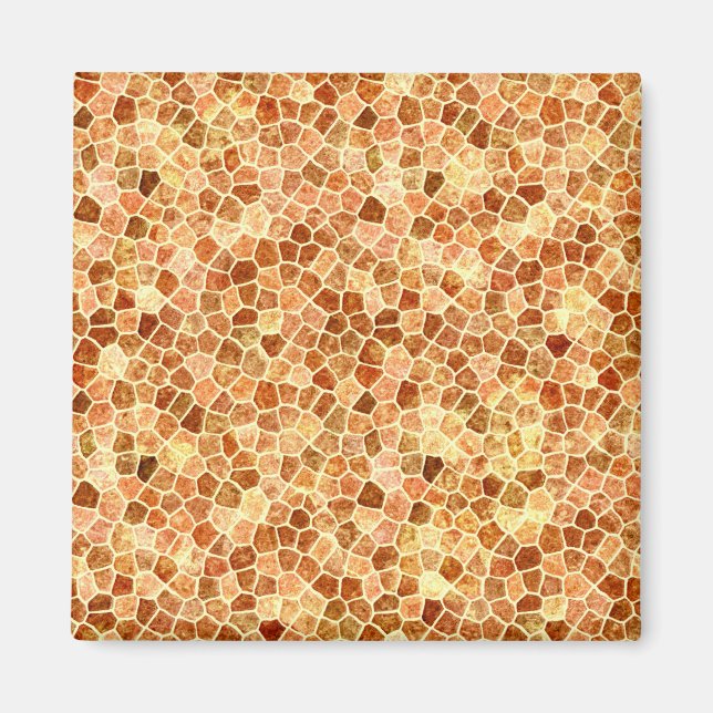 Brown and Cream Cobbled Patchwork Terrazo Pattern Magnet (Front)