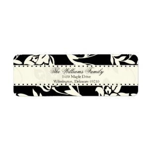 Brown and Cream Damask Personalised Return Address Label