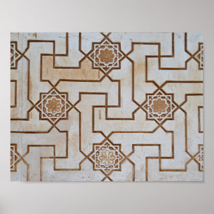 Brown and Cream Geometric Mosaic Pattern Poster
