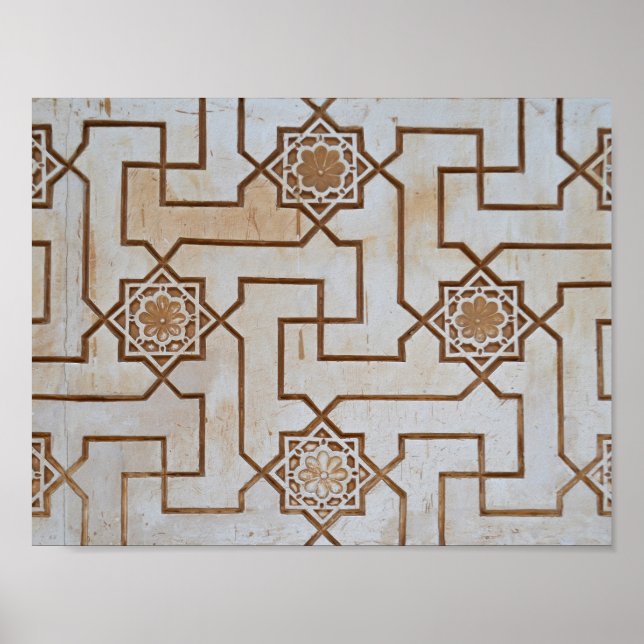 Brown and Cream Geometric Mosaic Pattern Poster (Front)