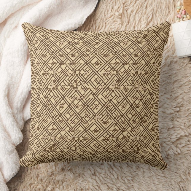 Brown and cream gridlock pattern  cushion (Blanket)