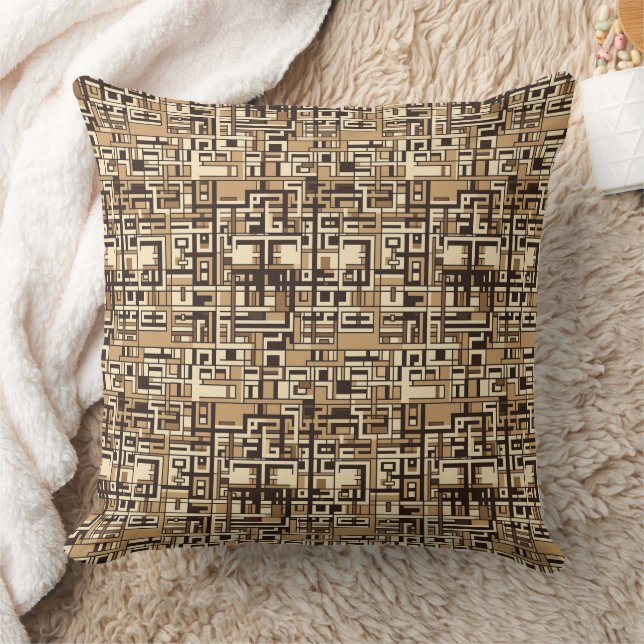 Brown and cream gridlock pattern  cushion (Blanket)