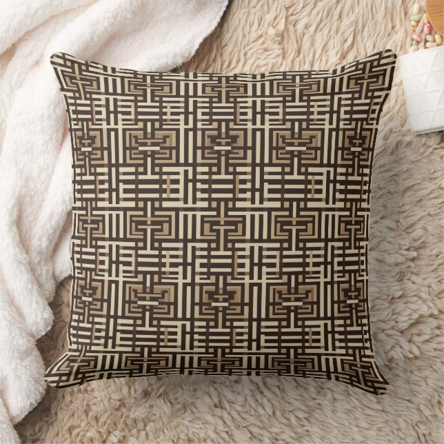 Brown and cream gridlock pattern  cushion (Blanket)