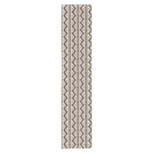 Brown and Cream Ikat, Banded Stripe Short Table Runner