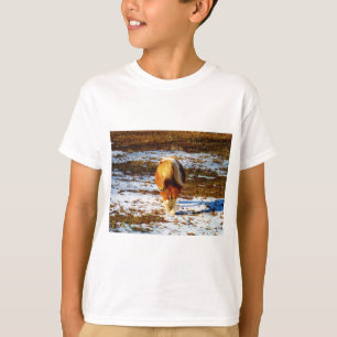 Brown and cream miniature horse in the snow. T-Shirt