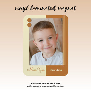 Brown and cream miss you grandma photo magnet