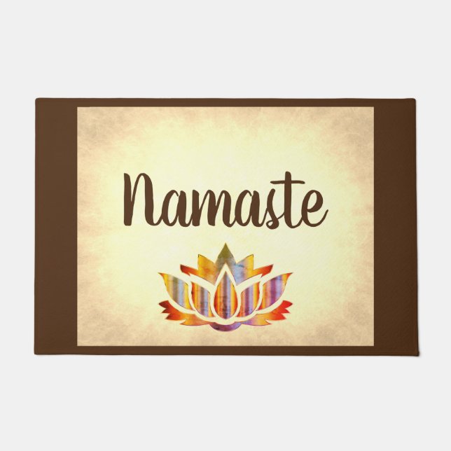 Brown and Cream Namaste Doormat (Front)