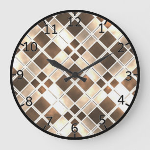Brown And Cream Stained Glass Large Clock