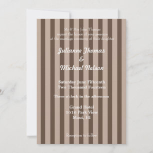 Brown and Cream Stripes Wedding Invitation