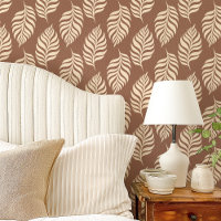Brown and Cream Tropical Leaf Pattern