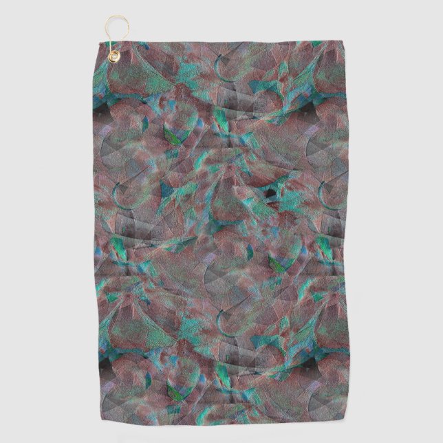 Brown and cyanish spots on unfinished wall plaster golf towel (Front)