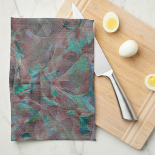 Brown and cyanish spots on unfinished wall plaster tea towel