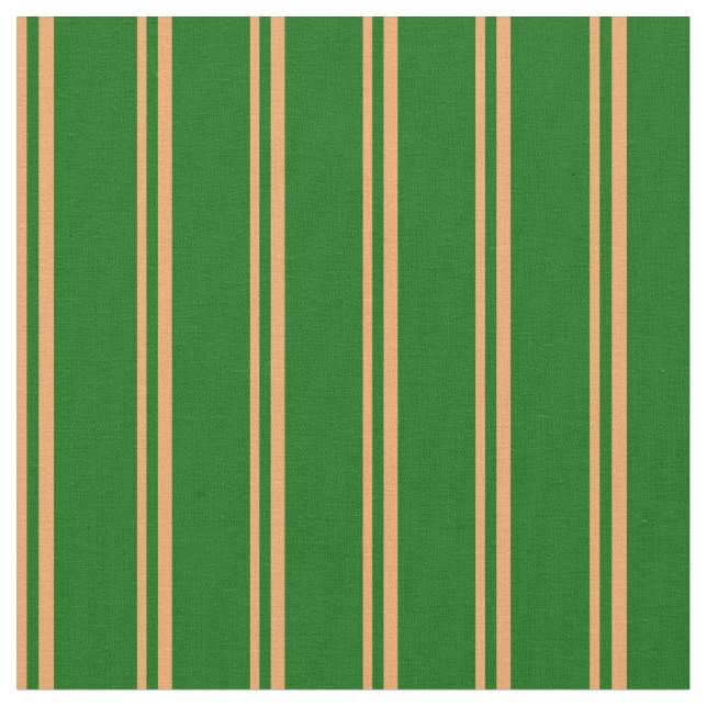 Brown and Dark Green Coloured Striped Pattern Fabric (Close Up)