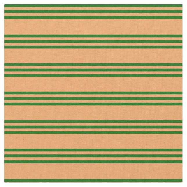 Brown and Dark Green Lined Pattern Fabric (Close Up)