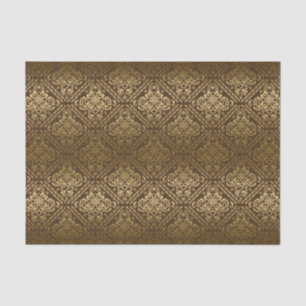 Brown And Faux Metallic Gold Floral Damasks 5 Tissue Paper