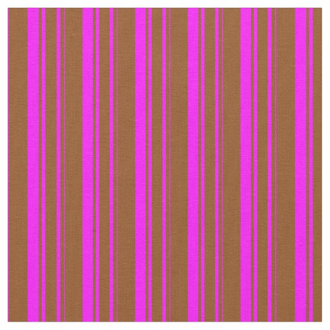 Brown and Fuchsia Stripes Fabric (Close Up)