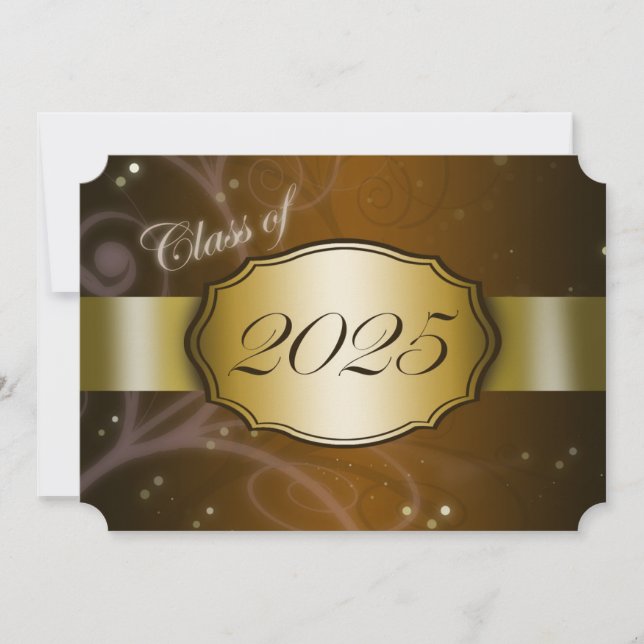 Brown and Gold 2025 Graduation Invitation (Front)